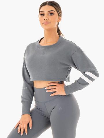 Swetry Damskie Ryderwear Women Sweaters Motion Cropped Szare | PL1527CE