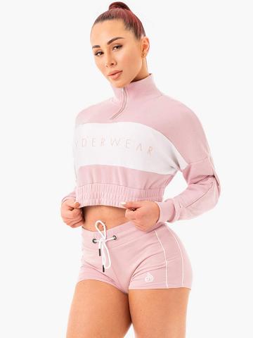 Swetry Damskie Ryderwear Women Sweaters Cropped Track Jumper Różowe | PL1547HK