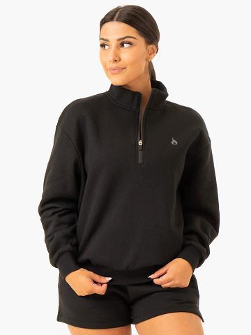 Swetry Damskie Ryderwear Women Sweaters Restore Half Zip Czarne | PL1551ZG