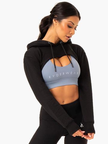 Swetry Damskie Ryderwear Women Sweaters Staples Super Crop Czarne | PL1577ZG