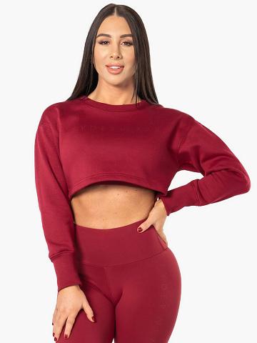 Swetry Damskie Ryderwear Women Sweaters Elevate Cropped Czerwone | PL1583MA