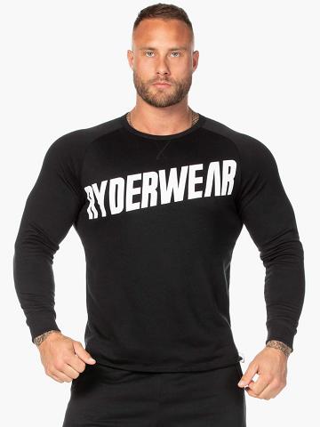 Swetry Męskie Ryderwear Men Sweaters Block Crew Neck Czarne Białe | PL2844IS