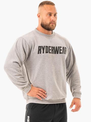 Swetry Męskie Ryderwear Men Sweaters Ease Fleece Pullover Szare | PL2842PQ