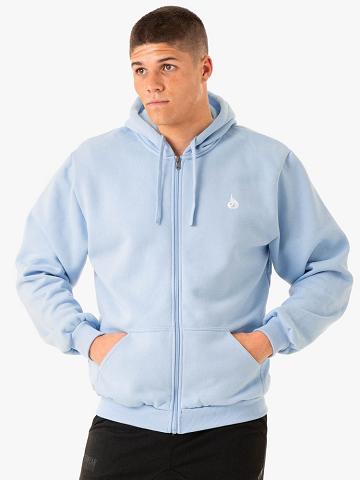 Swetry Męskie Ryderwear Men Sweaters Essential Zip Up Jacket Niebieskie | PL2835HK