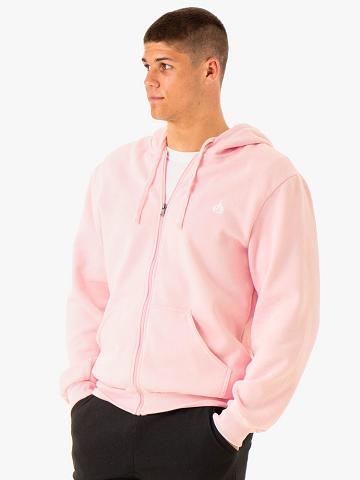 Swetry Męskie Ryderwear Men Sweaters Essential Zip Up Jacket Różowe | PL2836HK