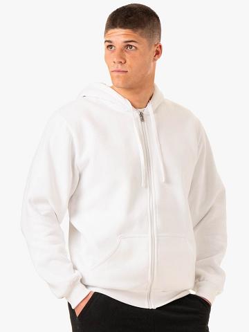 Swetry Męskie Ryderwear Men Sweaters Essential Zip Up Jacket Białe | PL2837GL