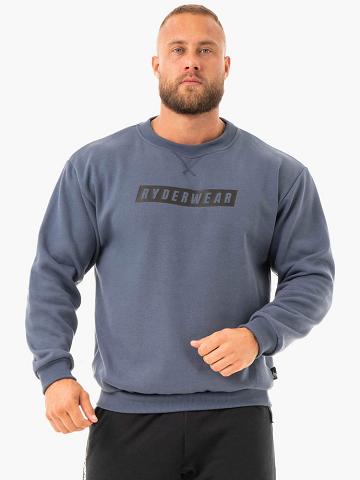 Swetry Męskie Ryderwear Men Sweaters Force Pullover Szare Niebieskie | PL2826NB