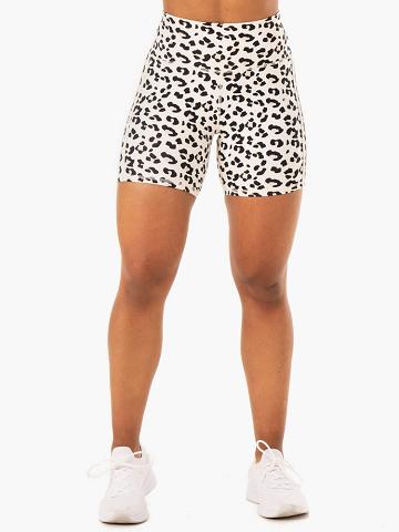 Szorty Damskie Ryderwear Women Shorts Evolution High Waisted Scrunch Białe Panterka | PL2167SO