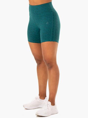 Szorty Damskie Ryderwear Women Shorts Evolution High Waisted Scrunch Turkusowe Panterka | PL2192AP