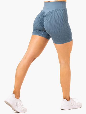 Szorty Damskie Ryderwear Women Shorts Honeycomb Scrunch Seamless Szare Niebieskie | PL2020XF