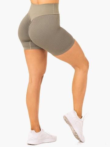 Szorty Damskie Ryderwear Women Shorts Honeycomb Scrunch Seamless Khaki | PL2058UT