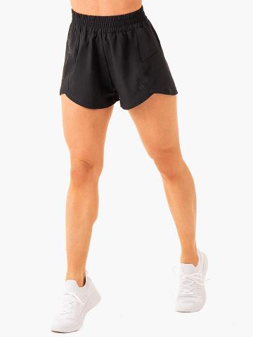 Szorty Damskie Ryderwear Women Shorts Level Up Treningowe Czarne | PL2137IS