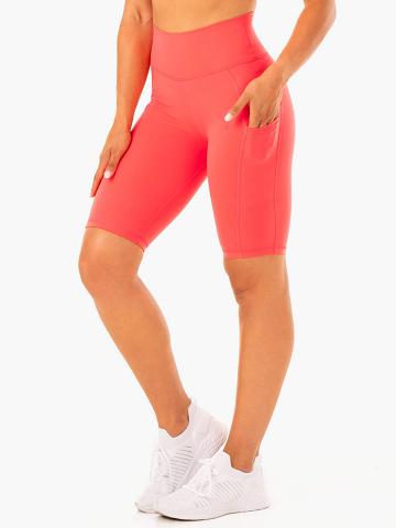 Szorty Damskie Ryderwear Women Shorts Reset High Waisted Pocket Bike Czerwone | PL2065FM