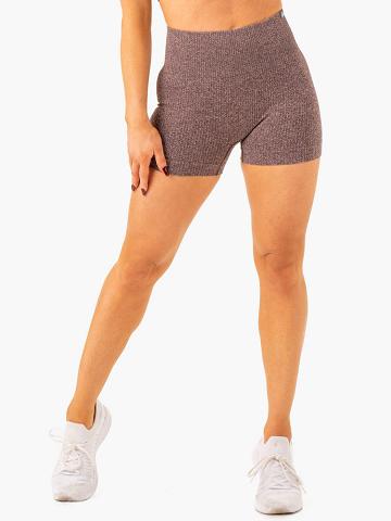 Szorty Damskie Ryderwear Women Shorts Rib Seamless Czekolada | PL1988GL