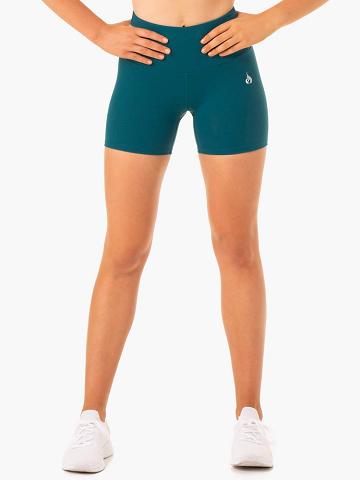 Szorty Damskie Ryderwear Women Shorts Staples Scrunch Bum Mid Length Turkusowe | PL2154NB