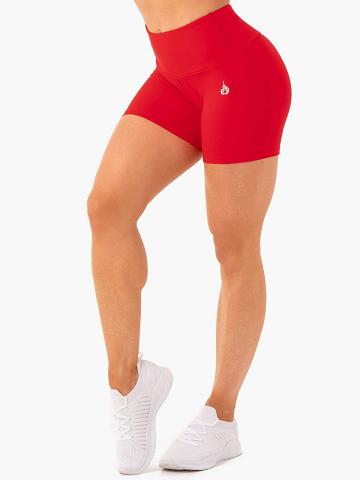 Szorty Damskie Ryderwear Women Shorts Staples Scrunch Bum Mid Length Czerwone | PL2173KI