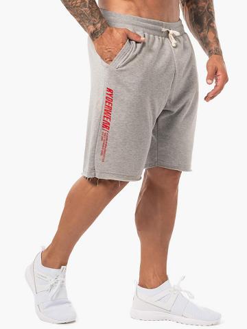 Szorty Męskie Ryderwear Men Shorts Block Fleece Track Szare Czerwone | PL2799MA