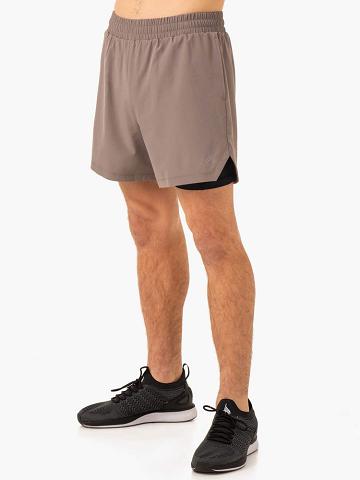 Szorty Męskie Ryderwear Men Shorts Pursuit 2 In 1 Treningowe Szare Brązowe | PL2755NB